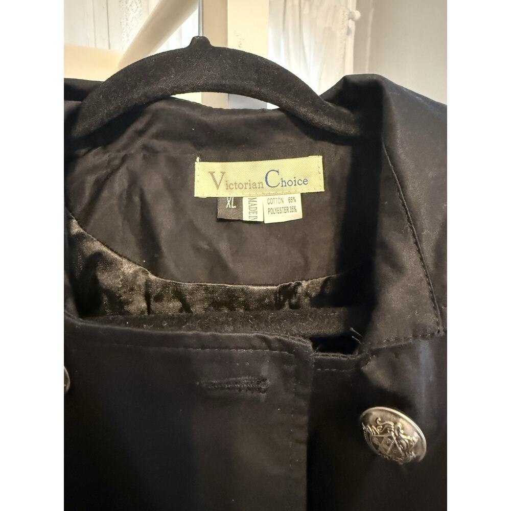 Victorian Choice Coat Womens XL Black Ruffle Hem Cape Trench Coat Vintage Style - Picture 2 of 5